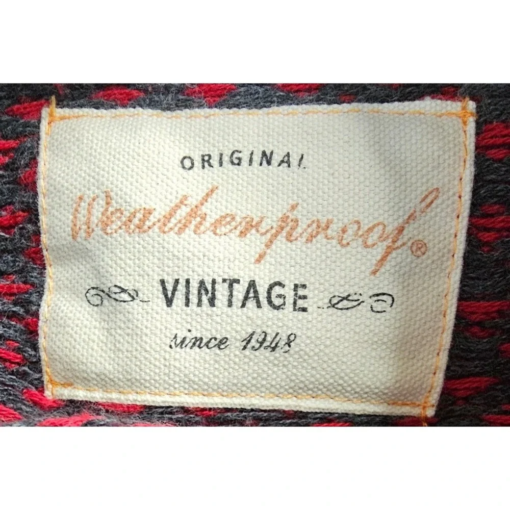 Weatherproof Vintage Men's Small‎ Red Black Textured Cotton Crewneck Sweater S